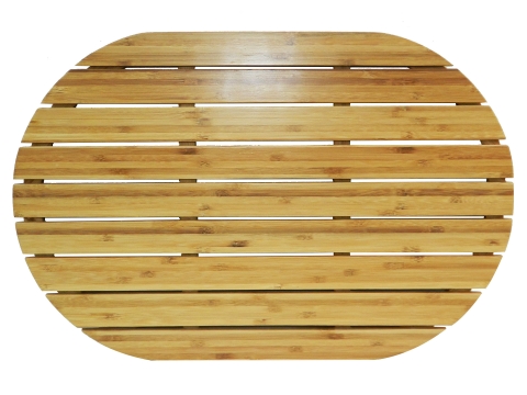 Oval bamboo bath mat